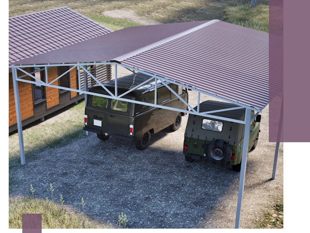 Двускатные навесы под ключ в Архангельске — изготовление и монтаж